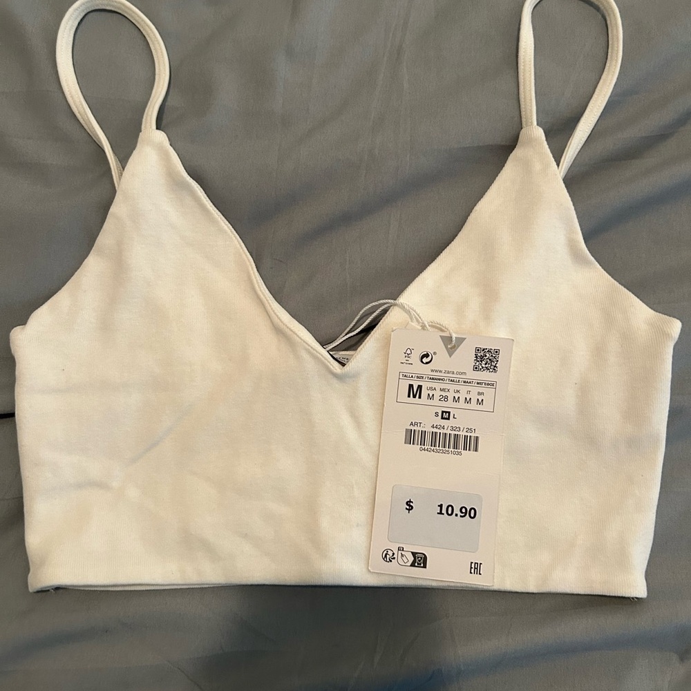 Zara cream cropped bra top